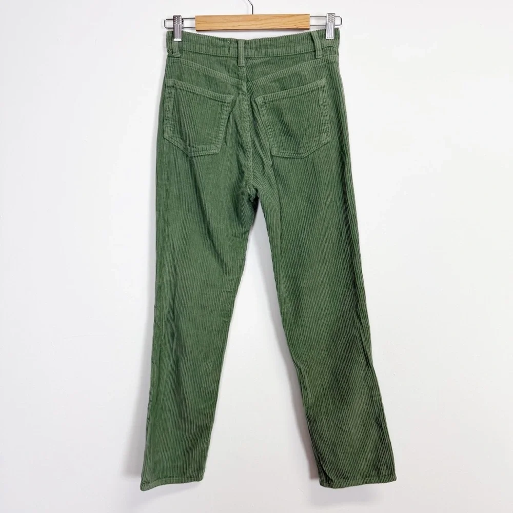 Reformation Cynthia Pants Womens 25 Green Corduroy High Rise Straight Moss Jeans - Picture 2 of 12